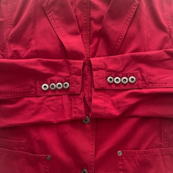 Berry Red Laura Leigh Ltd. Size 10 100% Cotton   Jacket Blazer   W/deep Pockets - Picture 11 of 11
